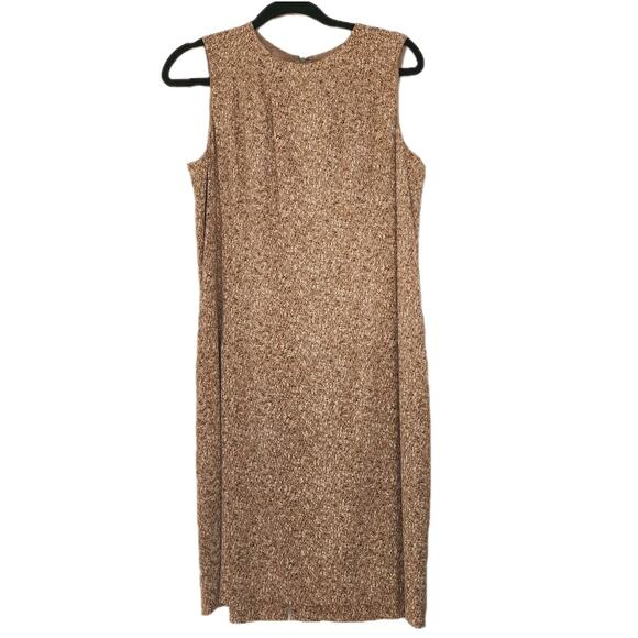 Michael Kors Collection Sheath Dress Size 14 Silk Tan Classic Designer Luxury